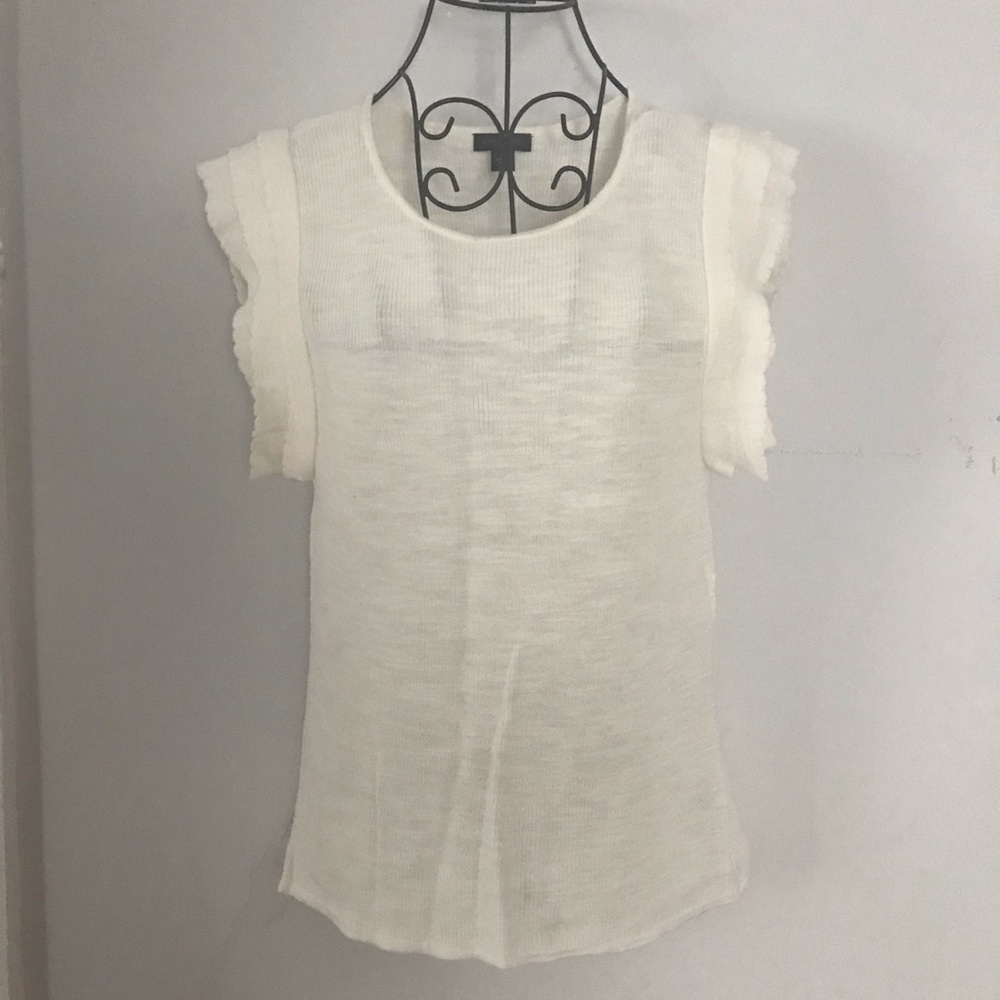 Ann Taylor Capped Sleeve White Top